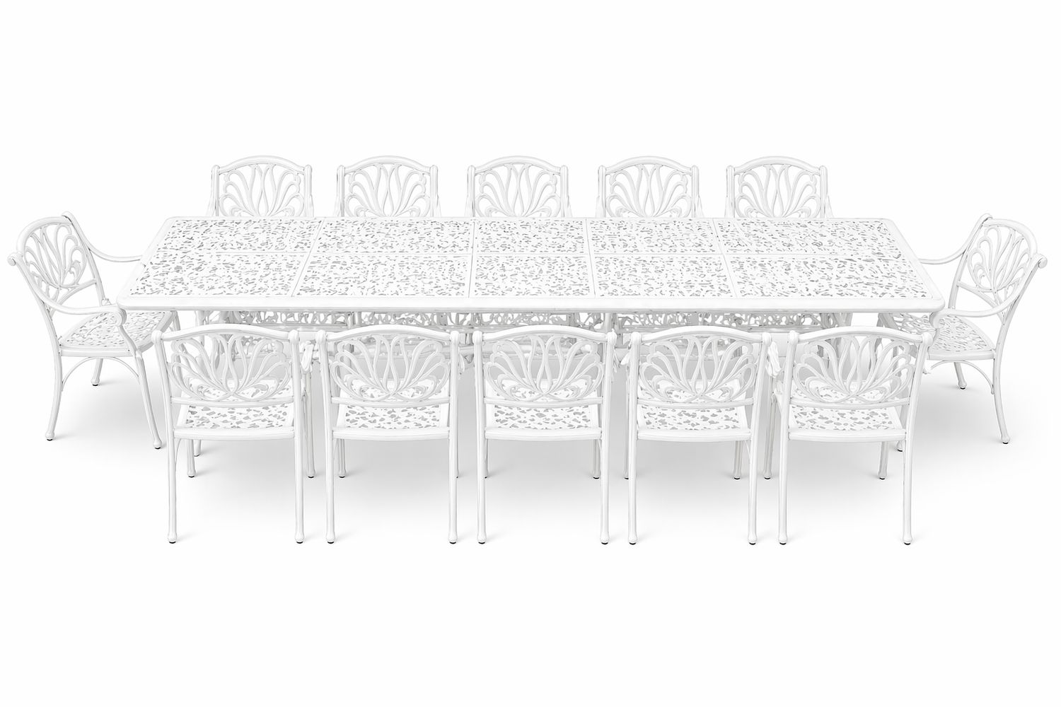 12 Seater Protea  Patio Set with 320cm x 110cm  Elizabeth Table - WHITE