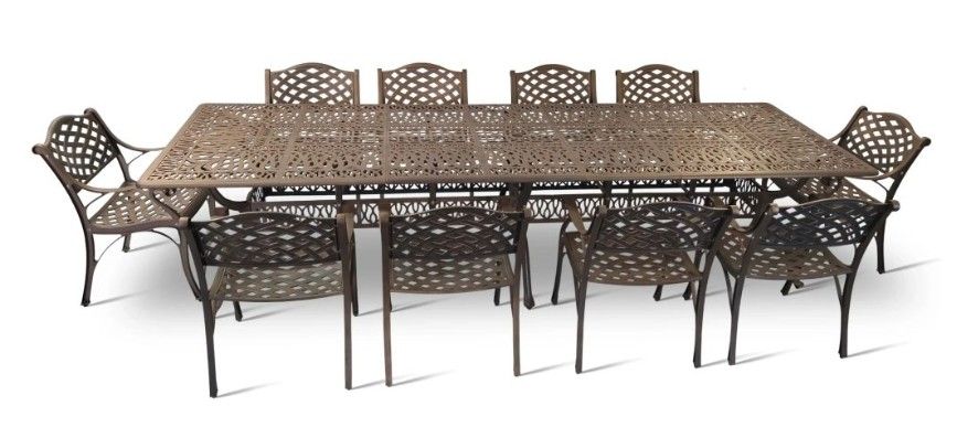 12 Seater Lattice  Patio Set with 320cm x 110cm  Lattice Table - SAND