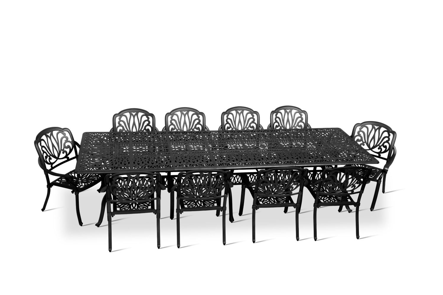 10 Seater Protea  Patio Set with 320cm x 110cm  Lattice Table - BLACK