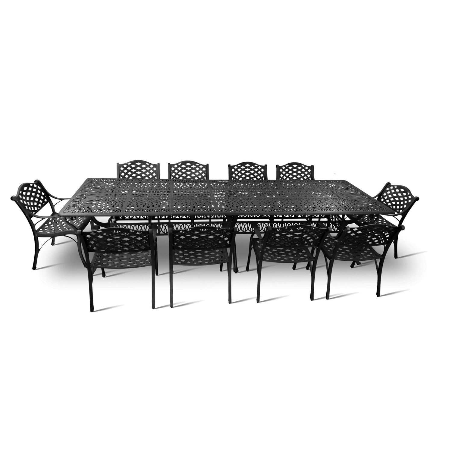 10 Seater Lattice  Patio Set with 320cm x 110cm  Elizabeth Table - BLACK