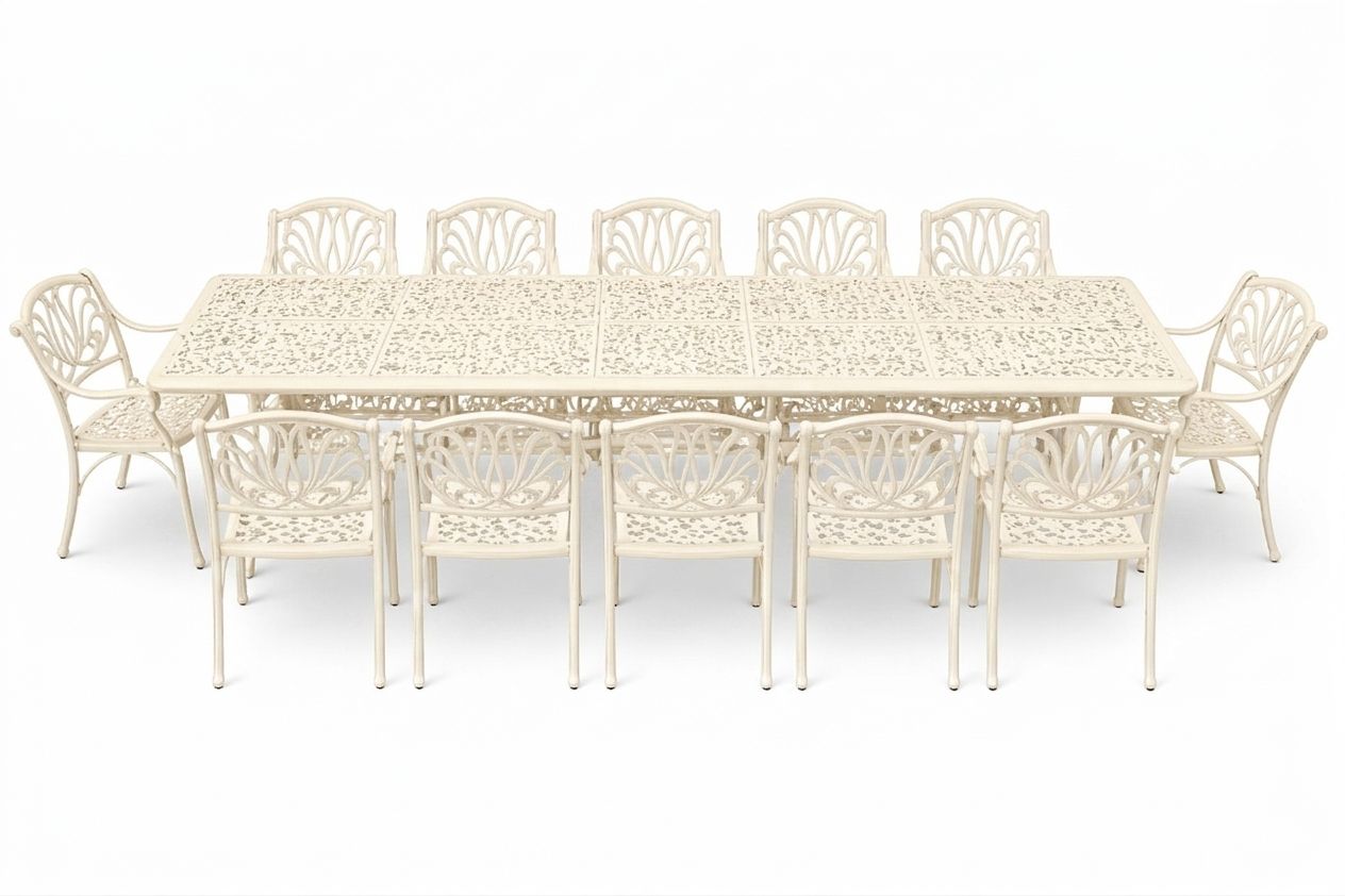 12 Seater Protea  Patio Set with 320cm x 110cm  Lattice Table - SAND