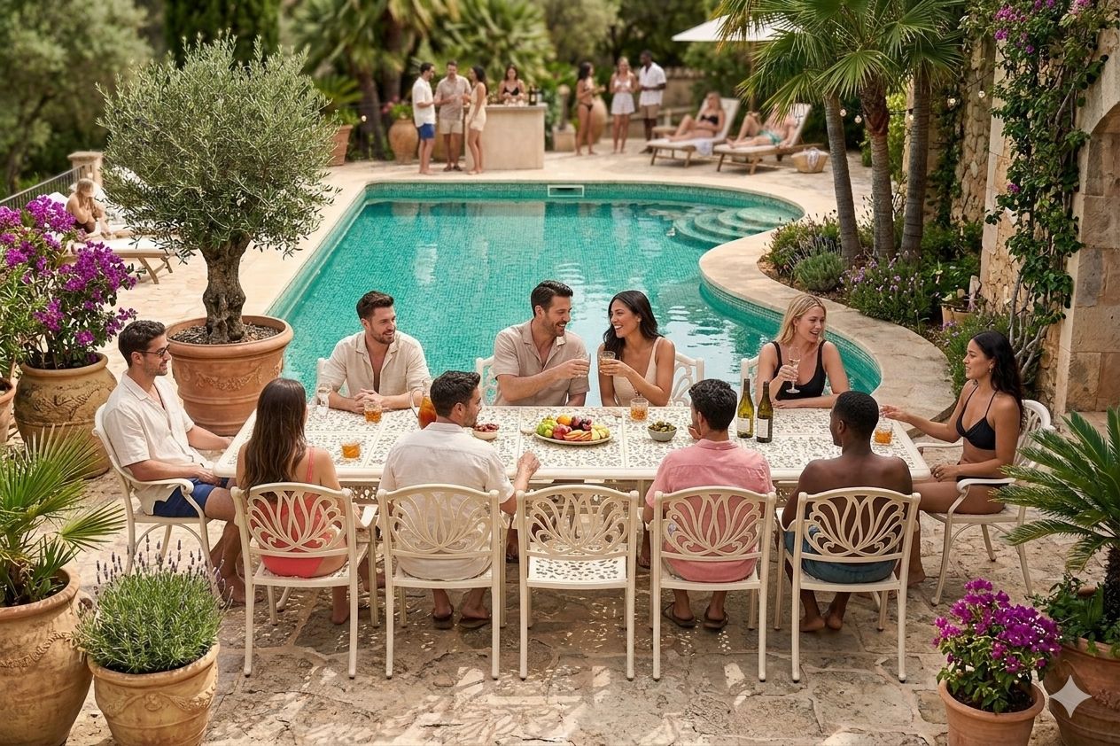 12 Seater Protea  Patio Set with 320cm x 110cm  Lattice Table - SAND