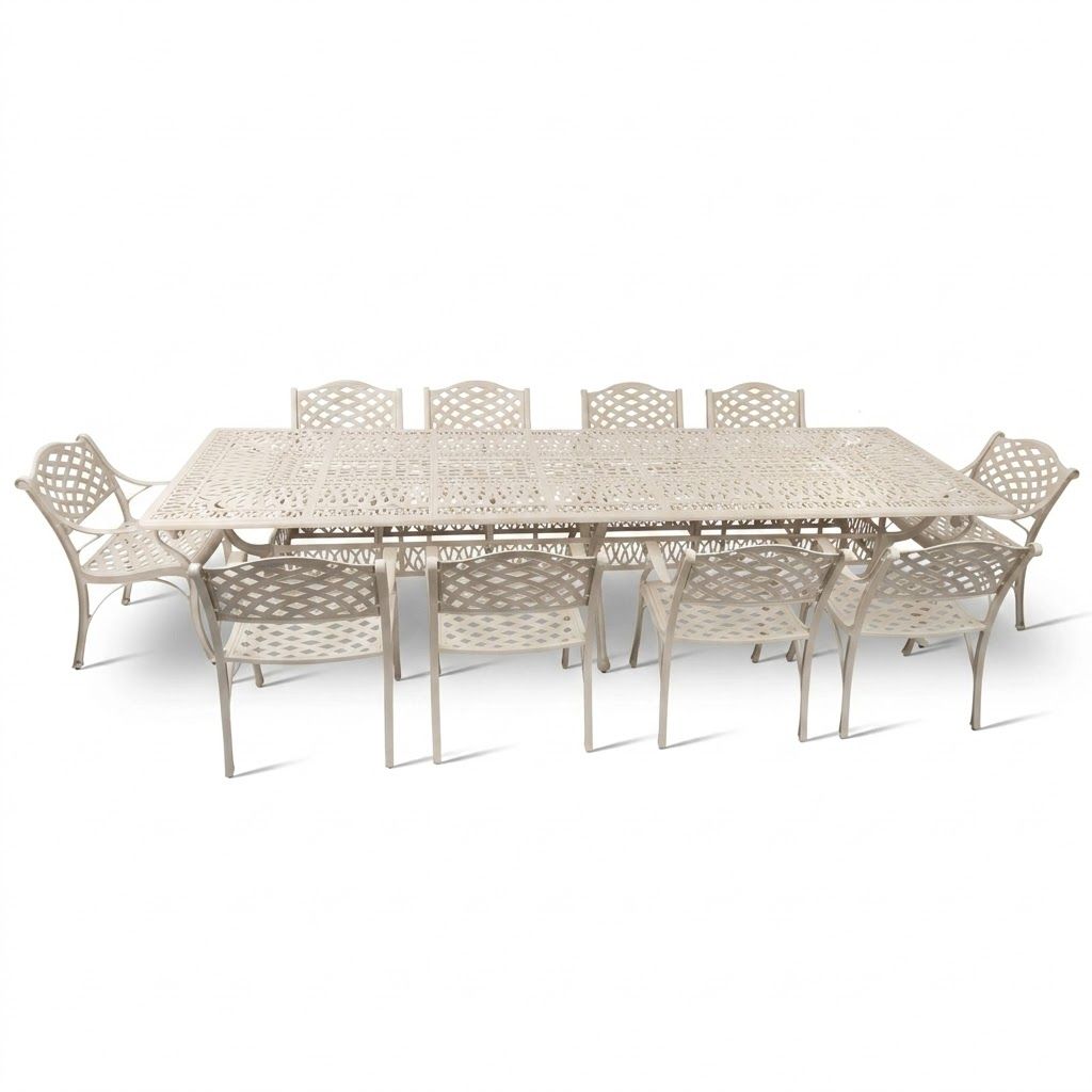 10 Seater Lattice  Patio Set with 320cm x 110cm  Lattice Table - SAND