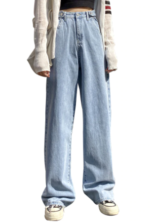 Jeans High Waist Clothes Wide Leg Denim Clothing Blue Streetwear Vintage (size XS,s,M,L,XL)