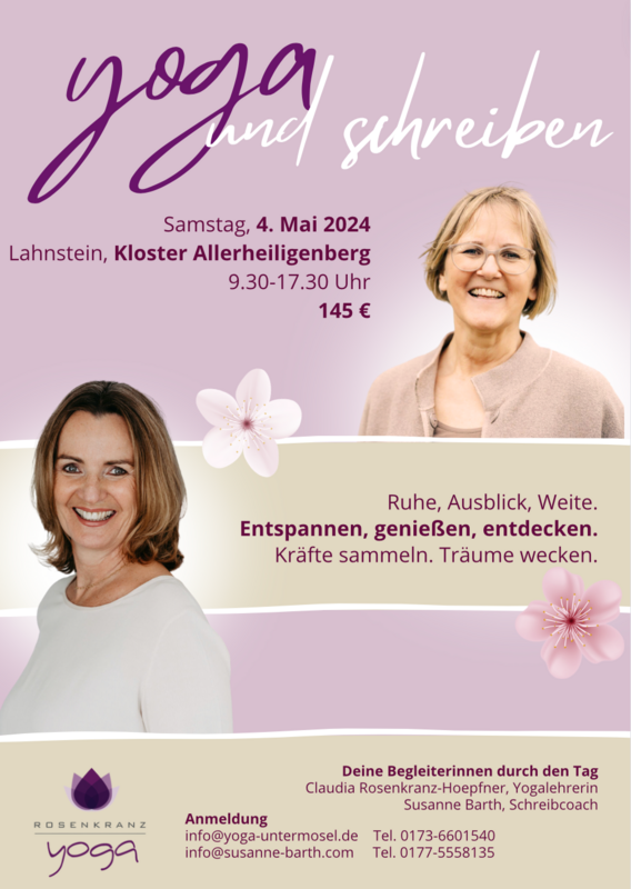 YOGA und Schreiben am 4.5.24 im ehem. Kloster Allerheiligenberg, Lahnstein