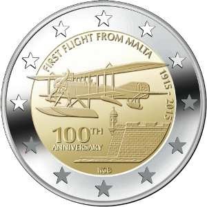 Malta €2 Commemorative Coin Issue - &#39;First Flight From Malta&#39; [Roll x 25 Coins]