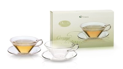 CREANO Thermal Glass Cup &amp; Saucer [Set of 2]