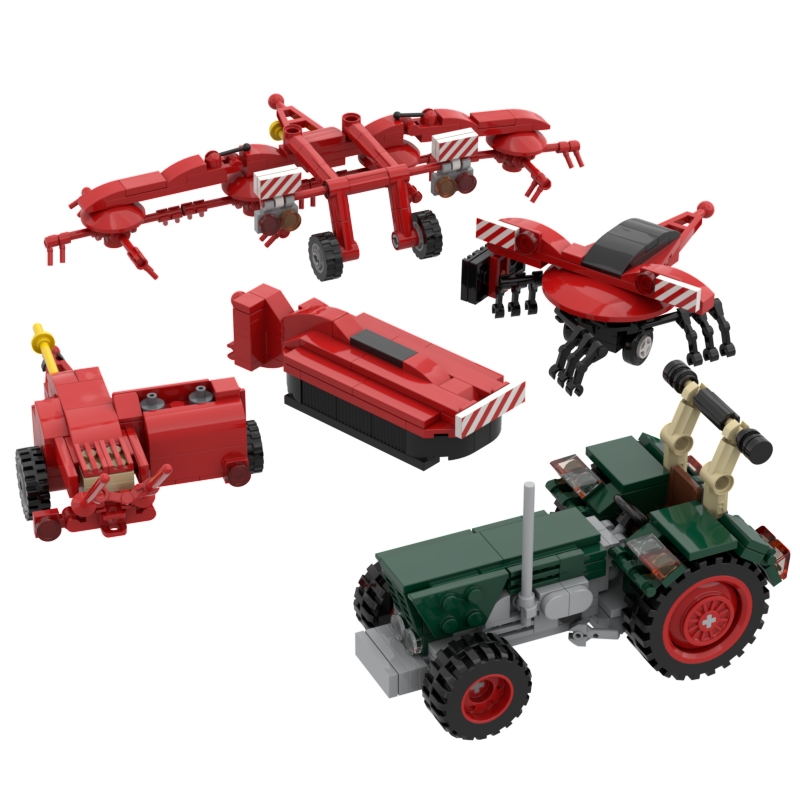 Traktor "DTZ" mit vier Maschinen, 530+ Klemmbausteine