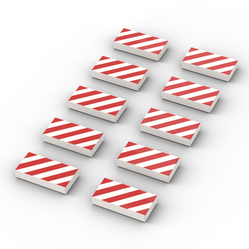 Tile 1x2 mit Warnstreifen (3069bpb0034), 10 Stück