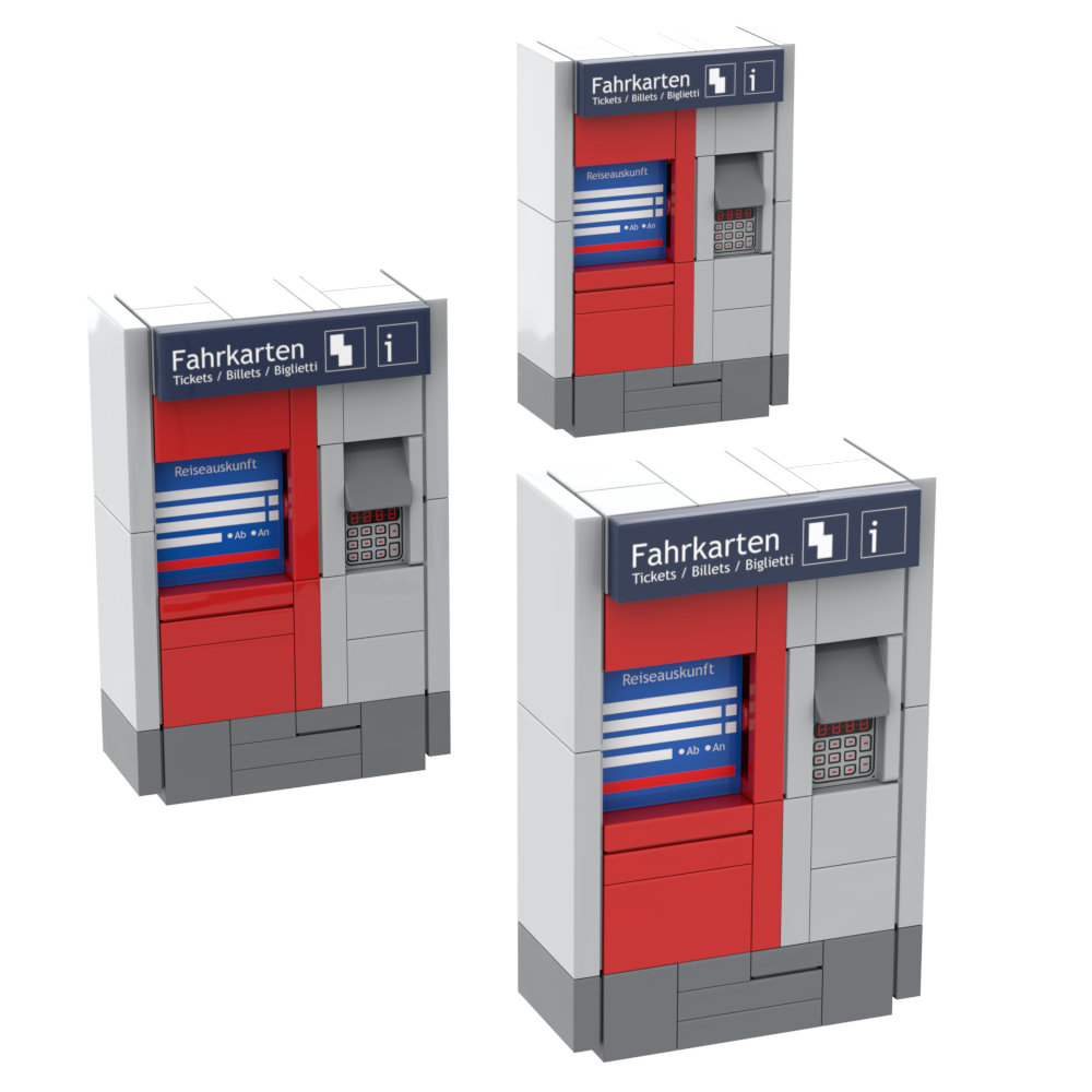 Fahrkartenautomat DB 3er Set mit Prints, 150+ Klemmbausteine
