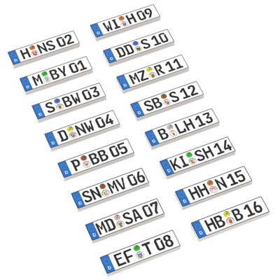 Kennzeichen aus Klemmbausteinen | alle 16 Bundesländer | 32 Tiles