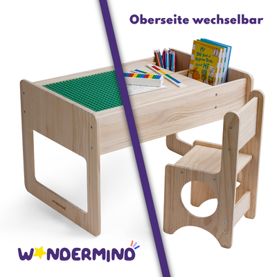 wondermind Kindertisch mit Wechselplatte und Stuhl