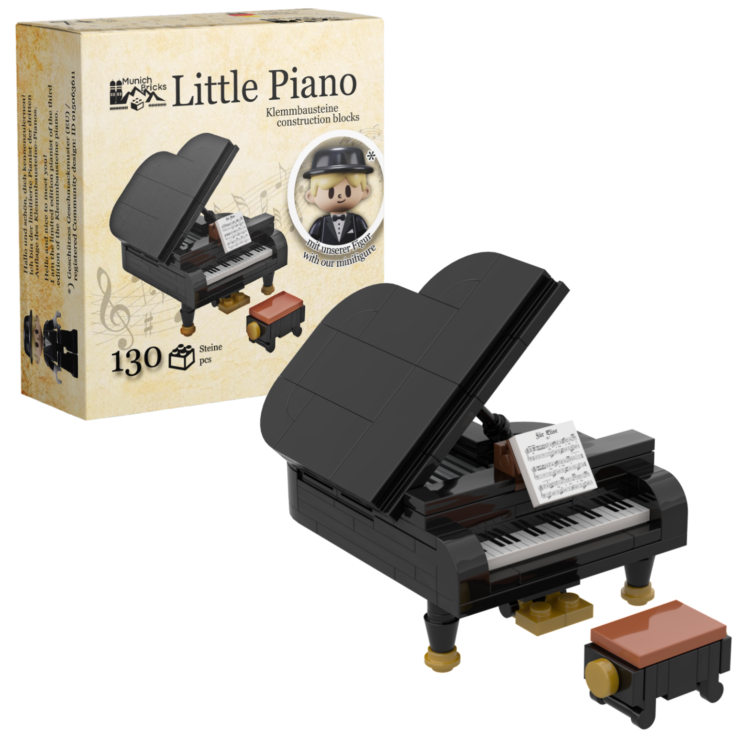 Little Piano Bauset Klavier, 130 Klemmbausteine