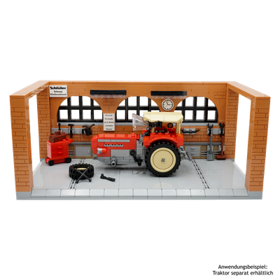 Schlüter Werkstatt-Diorama für Traktoren, 473 Klemmbausteine Schlüter Werkstatt-Diorama für Traktoren, 473 Klemmbausteine
