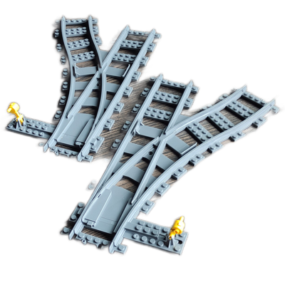 Klemmbaustein-Weichen für Züge, 2 Stück