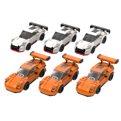 Geburtstags-Klemmen: 6x Sportwagen (3x weiß, 3x orange)