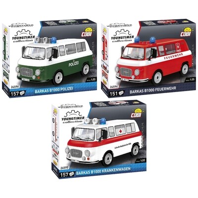 COBI Barkas B1000 Polizei 24596 / Feuerwehr 24594 / Rettung 24595 COBI Barkas B1000 Polizei 24596 / Feuerwehr 24594 / Rettung 24595