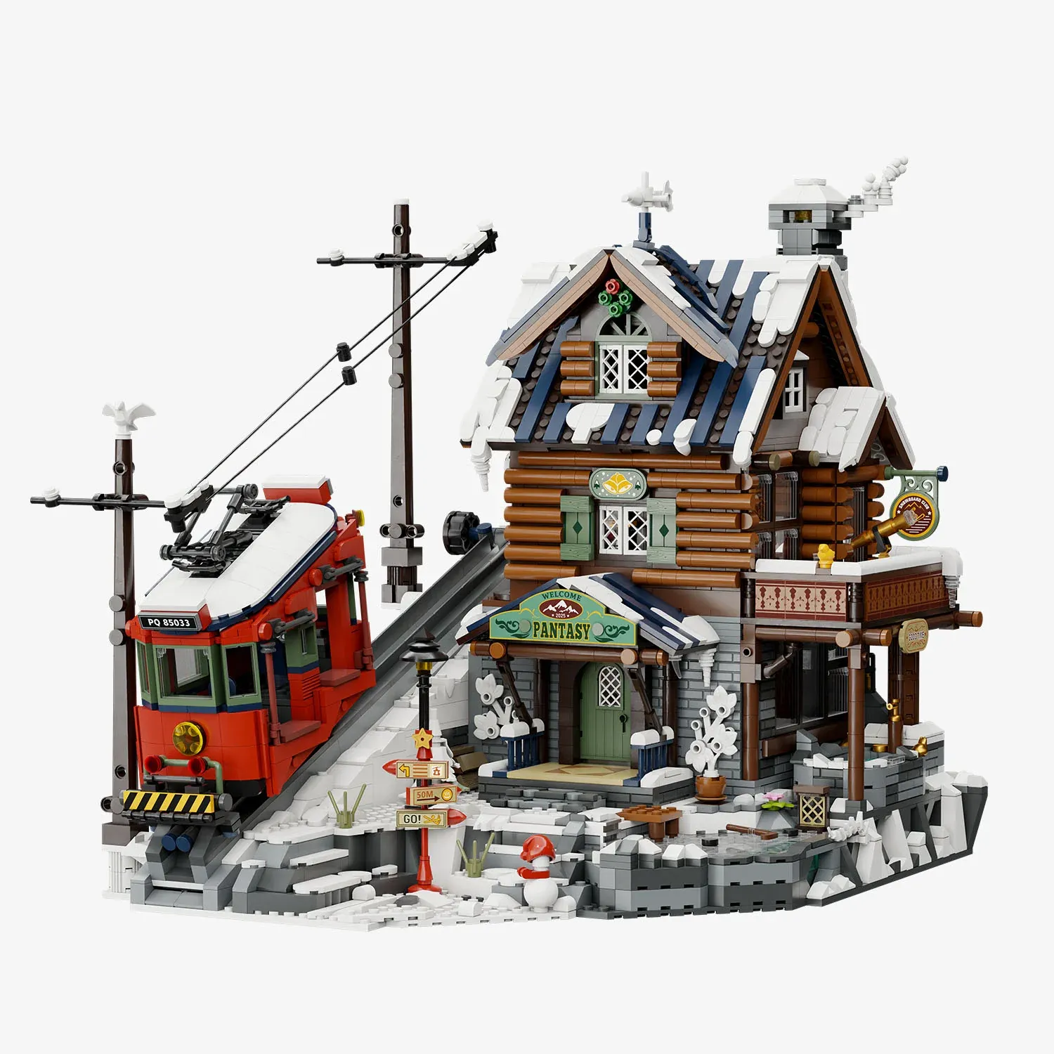 Pantasy 85033 Berghütte mit Seilbahn, 3135 Klemmbausteine