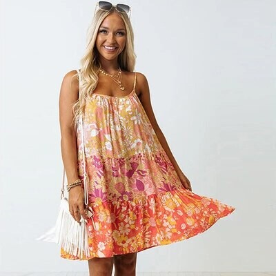 Flower Print Straight Barrel Dress