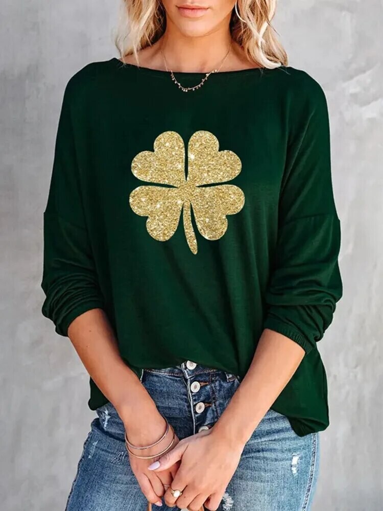 Langermet genser med rund hals for kvinner