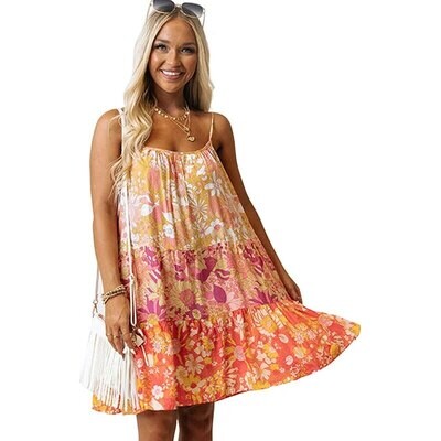 Flower Print Straight Barrel Dress