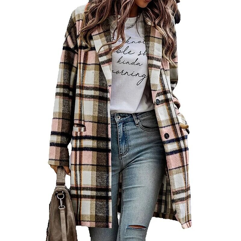 Langermet jakke med rutete trykk