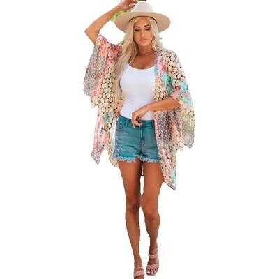 Fargerik lett skjorte stil Beach Cover Up