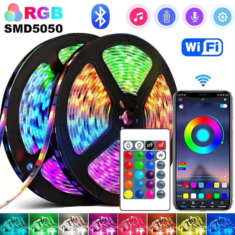 RGB LED-Streifen Lichter 5V USB 24 Tasten Bluetooth Wifi-Steuerung flexible Band Farbwechsel LED-Lampe Band für die Raum dekoration