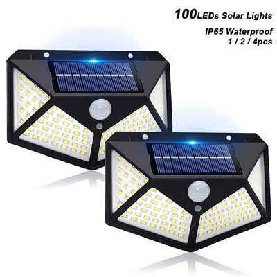 Solar Lights Outdoor, 100LED/3 Modes 270° Lighting Angle Motion Sensor Security IP65 Wall Lights for Backyard Garden Fence Patio