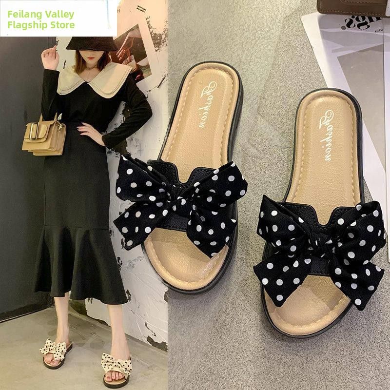 Summer 2026 Women's Fashion  Knot Anti-Slip Soft Bottom Sandals Trendy Slip-On Slippers Casual Open-Toe Plastic Upgr...