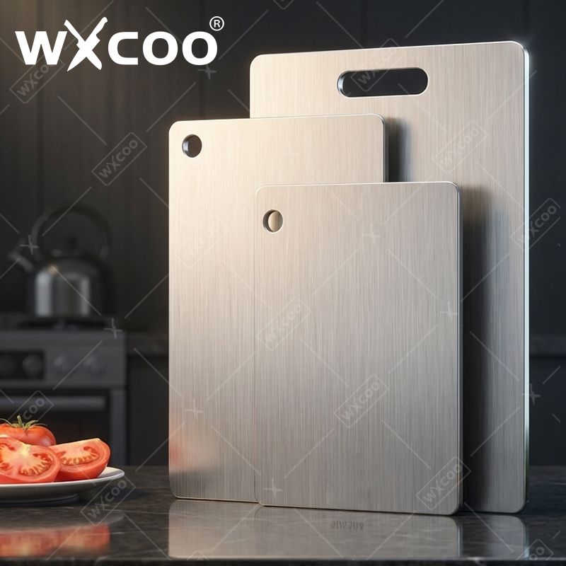 WXCOO Chopping Board Stainless Steel Double Sided Thickened Kneading Dough Board Kitchen Household Fruit Cutting Block