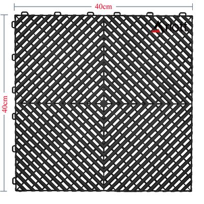Automotive Modular Floor Plastic Interlocking Garage Floor Tiles Click Locked Hollow Drainage Car Wash Mat,40x40CM