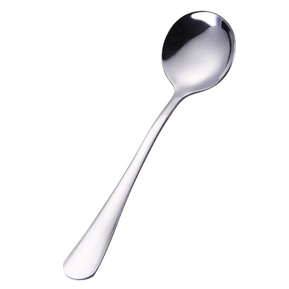 Stainless Steel Round Soup Spoon Premium Mirror-Polished Ergonomic Handle Dishwasher Safe for Home Restaurant Hotel Bar Coffee
