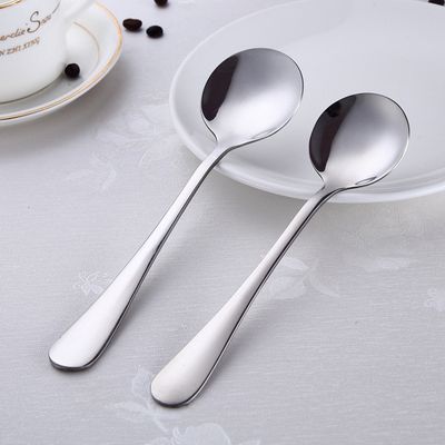 Stainless Steel Round Soup Spoon Premium Mirror-Polished Ergonomic Handle Dishwasher Safe for Home Restaurant Hotel Bar Coffee