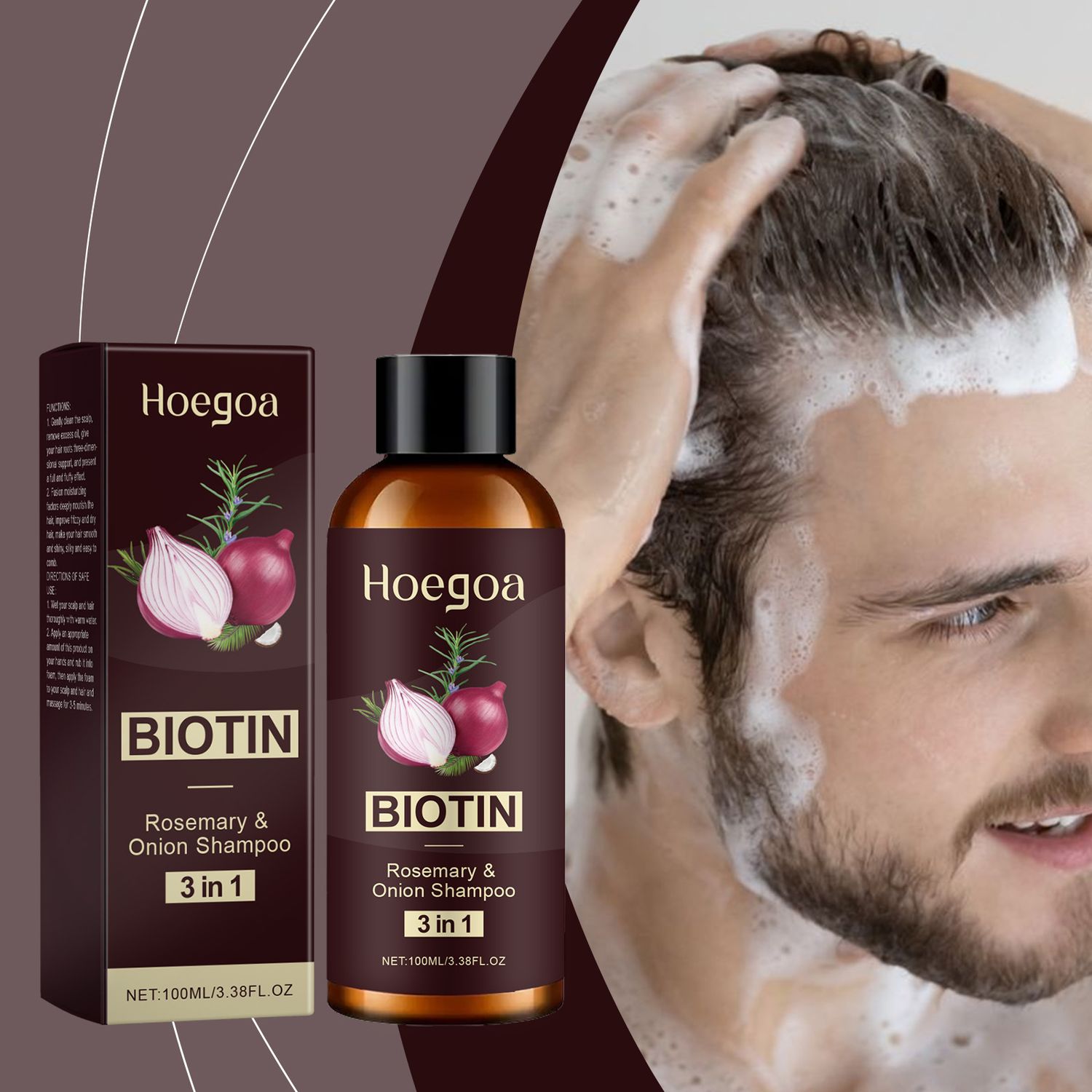 Red Onion Shampoo Cleansing Scalp Repair Damaged Dry Moisturizing Smooth Anti Dandruff Oil Control Nourish Refreshing Hair Care