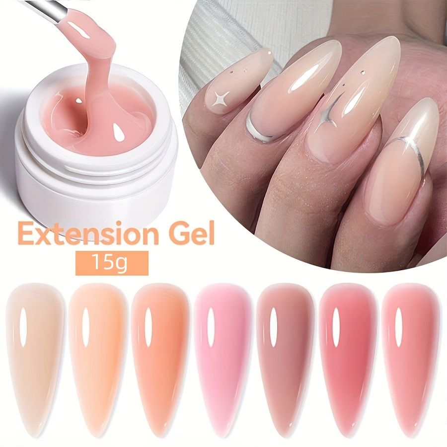 LED/UV Builder Nail Gel 6 Colors Nail Extension Gel Kit Nude Pink Clear Hard Gel Builder Nail Strengthener Manicure Set