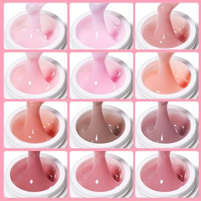 LED/UV Builder Nail Gel 6 Colors Nail Extension Gel Kit Nude Pink Clear Hard Gel Builder Nail Strengthener Manicure Set