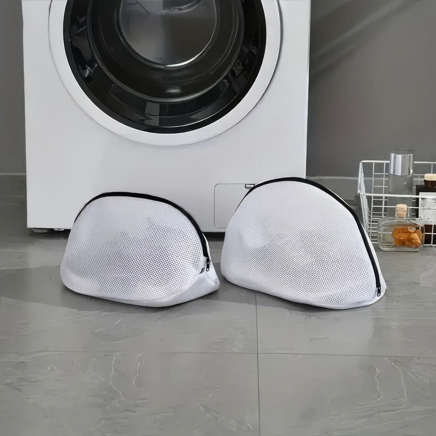 1 Lazy Shoe Bag White, Mesh Design, Machine Washable, Suitable for Shoe Protection in Washing Machines