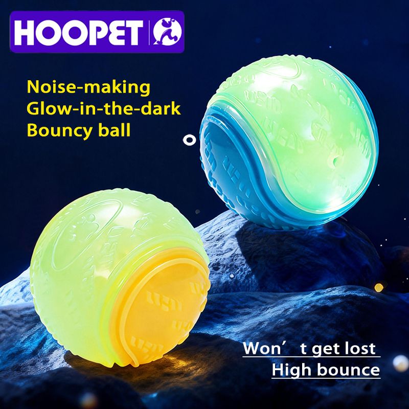 HOOPET Glow Dog Toy Ball Durable Rubber Border Collie Labrador Energy Consumption Puppy Pet Fetch Ball