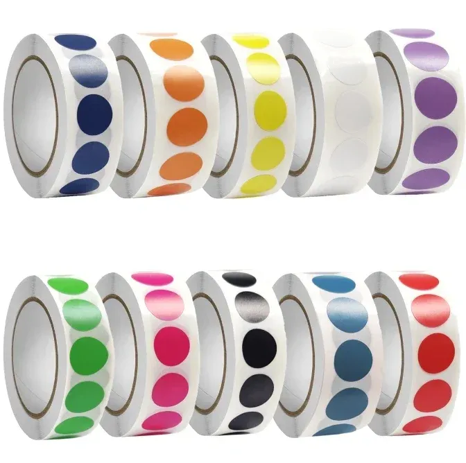 1000 PCS Color Dot Label Sticker  Classification Mark Coated Paper Sticker Rolls  Kawaii Stationery  Aesthetic