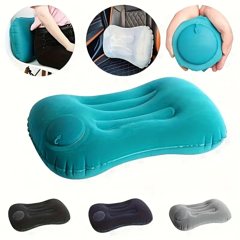 1 portable inflatable travel neck pillow,waist pillow,foldable travel essentials,providing waist and neck support