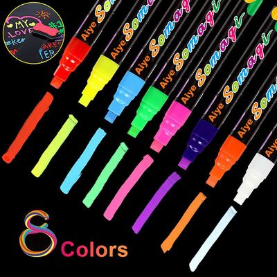 Liquid Erasable Chalk Markers Pens 6/8 Colors Washable &amp; Wet Erase Neon Art Makers for Blackboard Chalkboard Signs Glass Window
