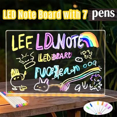 LED Drawing Board DIY Acrylic Board with Colour Pens LED Note Board Kid Drawing Toy Luminous Blackboard Wordpad with Night Light