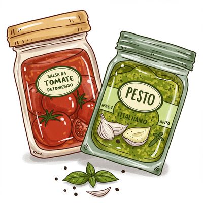 Salsas preparadas y Pestos