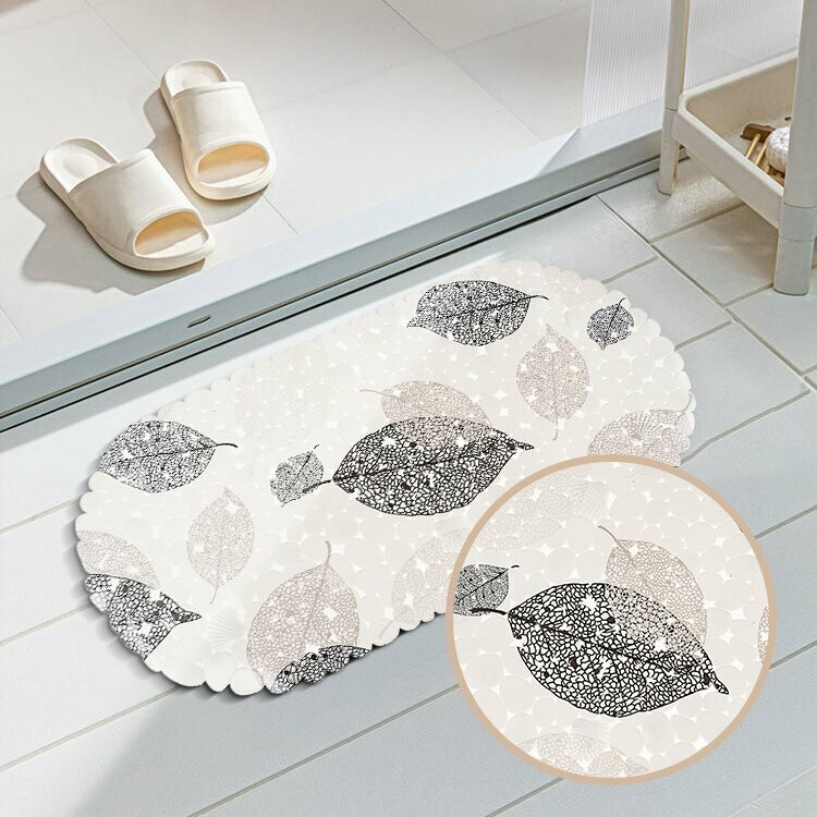 Leaves Design: Oval Shape Bathtub Mat