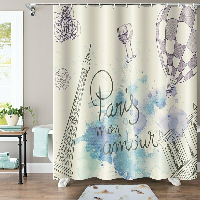 Polyester Shower Curtain: Tower Design