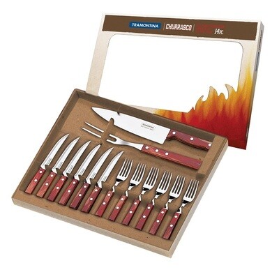 BBQ ნაკრები, 14 ნაჭერი, წითელი Polywood ტარი