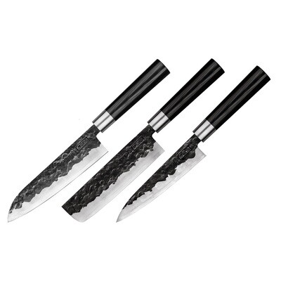 Samura Blacksmith დანების ნაკრები (უნივერსალური დანა, Nakiri და Santoku)