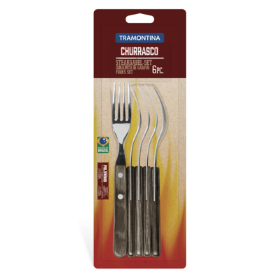 6 ცალი ჩანგალი CHURRASCO, ყავისფერი Polywood ტარი