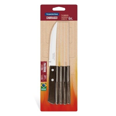 6 ცალი სტეიკის დანა 5&quot; CHURRASCO, ყავისფერი Polywood ტარი